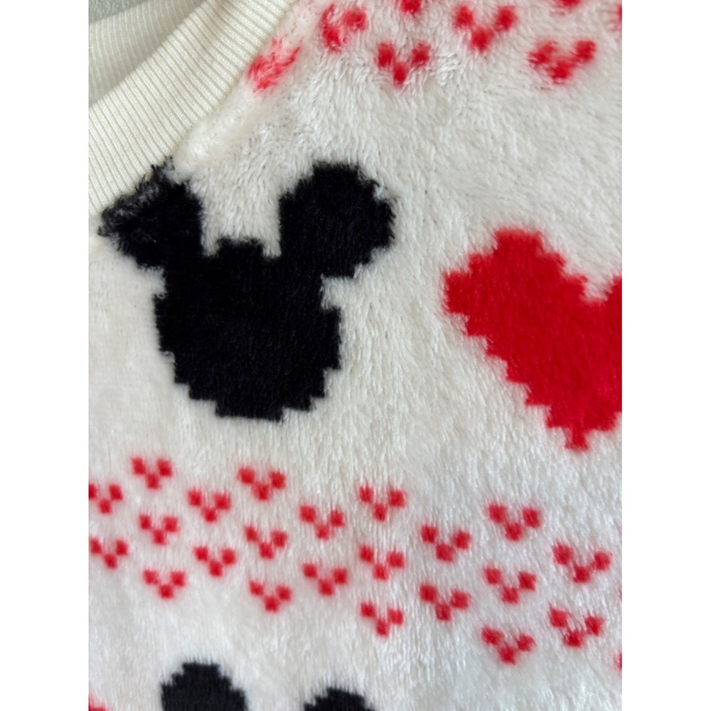 Disney Fleece Sweatshirt Red Hearts Black Mickey Minnie S Like New - Picture 3 of 5